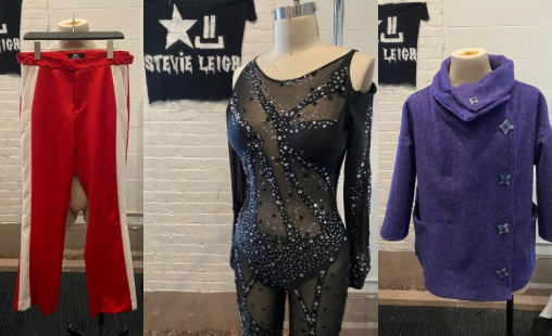 custom made pants for jared leto, custom made cher costume and custom made coat from vintage wool created by fashion designer stevie leigh andrascik
